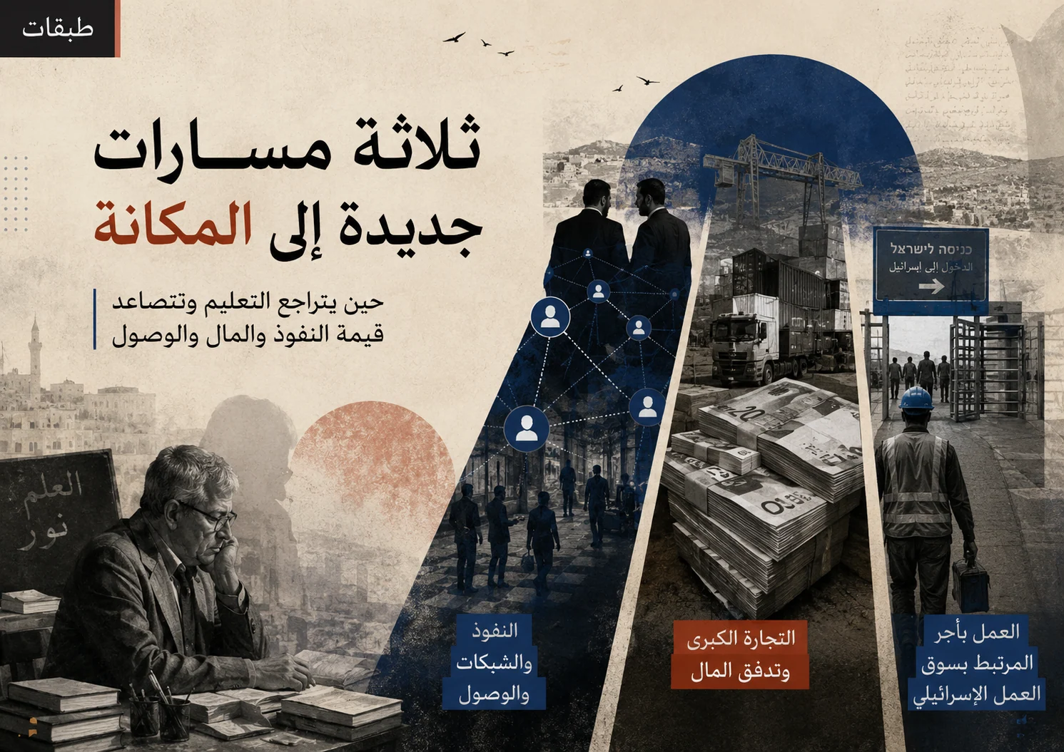 Three routes to status in Palestinian society: influence and networks, commerce and money flows, and work tied to the Israeli labor market